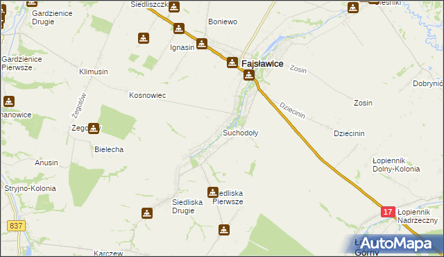 mapa Suchodoły gmina Fajsławice, Suchodoły gmina Fajsławice na mapie Targeo