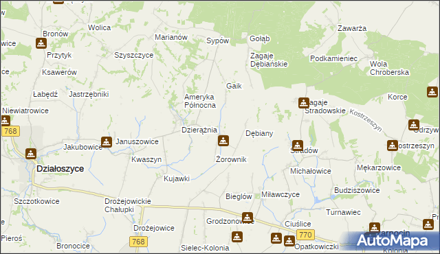 mapa Sudół gmina Działoszyce, Sudół gmina Działoszyce na mapie Targeo
