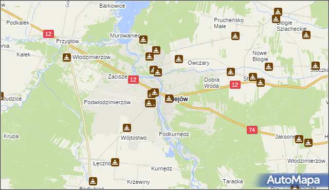 mapa Sulejów powiat piotrkowski, Sulejów powiat piotrkowski na mapie Targeo