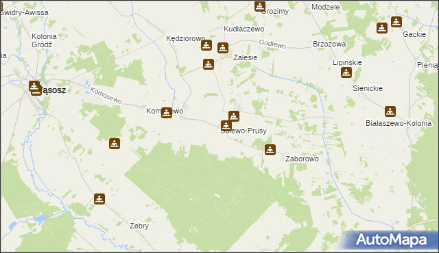 mapa Sulewo-Prusy, Sulewo-Prusy na mapie Targeo