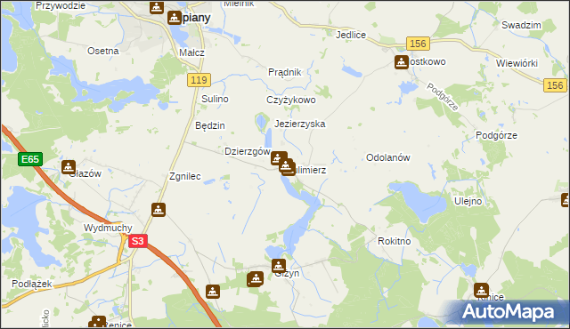 mapa Sulimierz gmina Myślibórz, Sulimierz gmina Myślibórz na mapie Targeo