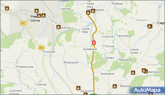 mapa Sulisławice gmina Ząbkowice Śląskie, Sulisławice gmina Ząbkowice Śląskie na mapie Targeo
