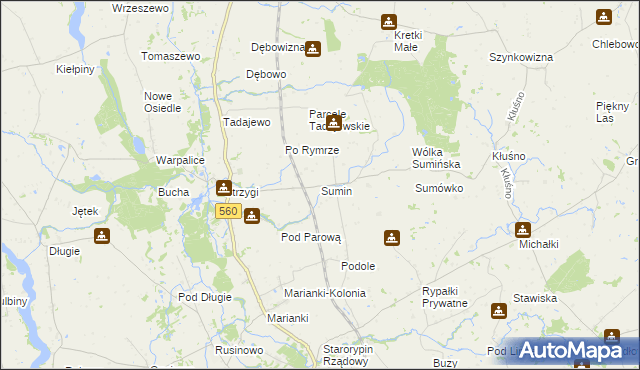 mapa Sumin gmina Osiek, Sumin gmina Osiek na mapie Targeo