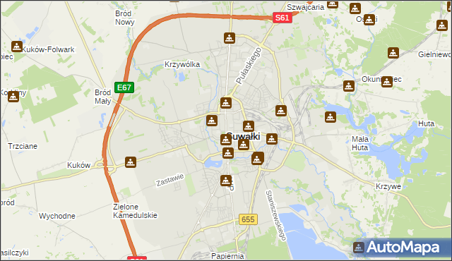 mapa Suwałk, Suwałki na mapie Targeo