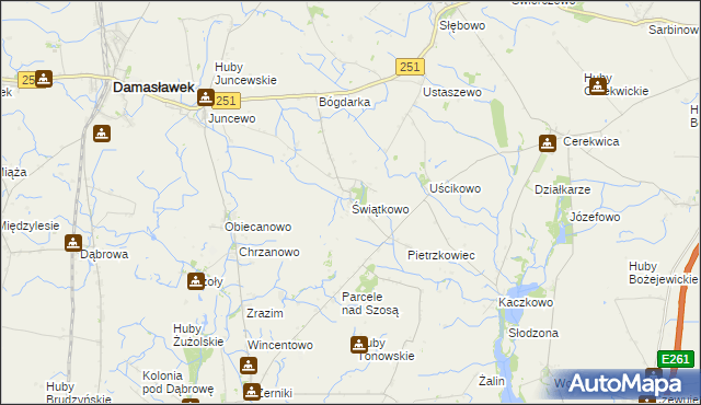 mapa Świątkowo gmina Janowiec Wielkopolski, Świątkowo gmina Janowiec Wielkopolski na mapie Targeo