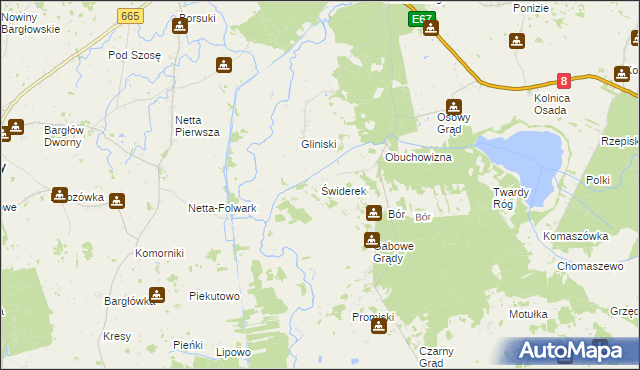 mapa Świderek, Świderek na mapie Targeo
