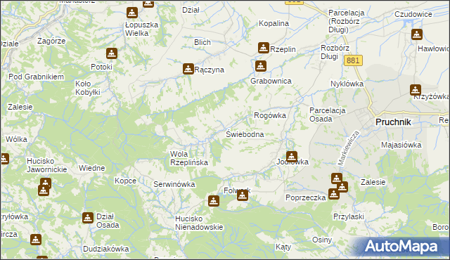 mapa Świebodna, Świebodna na mapie Targeo