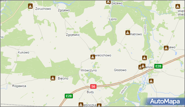 mapa Świecichowo, Świecichowo na mapie Targeo