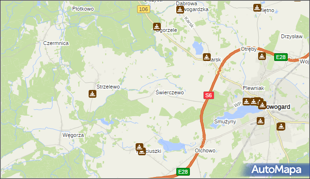 mapa Świerczewo gmina Nowogard, Świerczewo gmina Nowogard na mapie Targeo