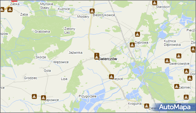 mapa Świerczów powiat namysłowski, Świerczów powiat namysłowski na mapie Targeo