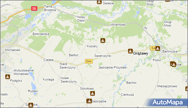 mapa Świerczynki gmina Bartniczka, Świerczynki gmina Bartniczka na mapie Targeo