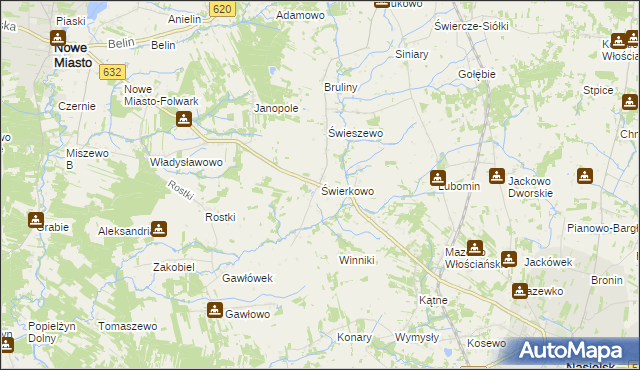 mapa Świerkowo gmina Świercze, Świerkowo gmina Świercze na mapie Targeo