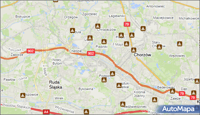 mapa Świętochłowice, Świętochłowice na mapie Targeo