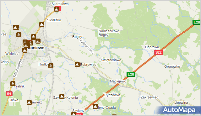 mapa Świętochowo, Świętochowo na mapie Targeo