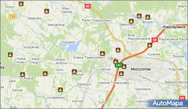 mapa Świnice gmina Mszczonów, Świnice gmina Mszczonów na mapie Targeo