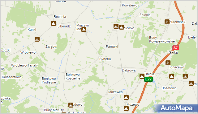 mapa Syberia gmina Strzegowo, Syberia gmina Strzegowo na mapie Targeo