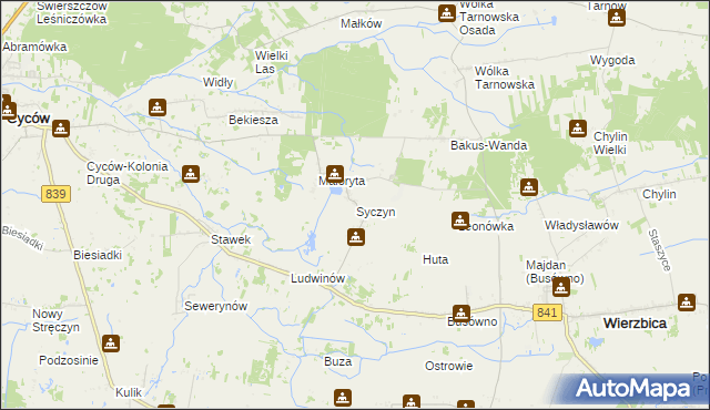 mapa Syczyn, Syczyn na mapie Targeo