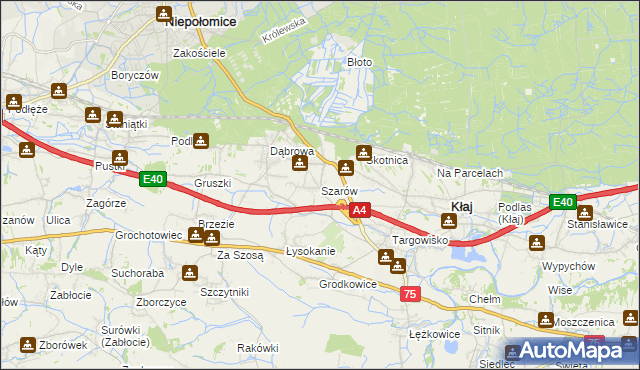 mapa Szarów gmina Kłaj, Szarów gmina Kłaj na mapie Targeo