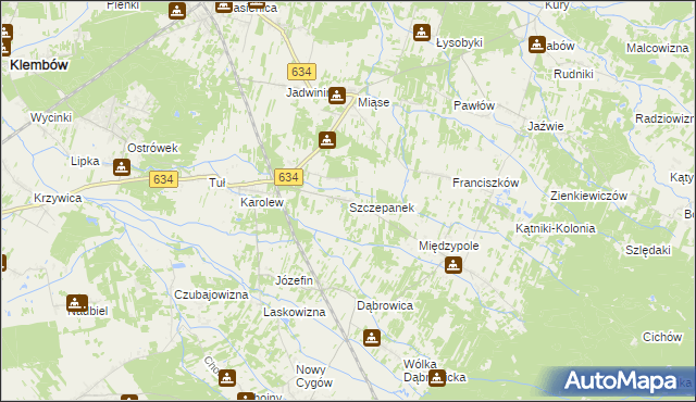 mapa Szczepanek gmina Tłuszcz, Szczepanek gmina Tłuszcz na mapie Targeo