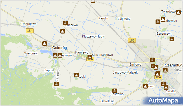 mapa Szczepankowo gmina Ostroróg, Szczepankowo gmina Ostroróg na mapie Targeo