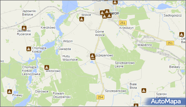 mapa Szczepanowo, Szczepanowo na mapie Targeo