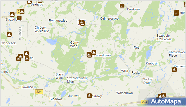 mapa Szczodrowo gmina Skarszewy, Szczodrowo gmina Skarszewy na mapie Targeo