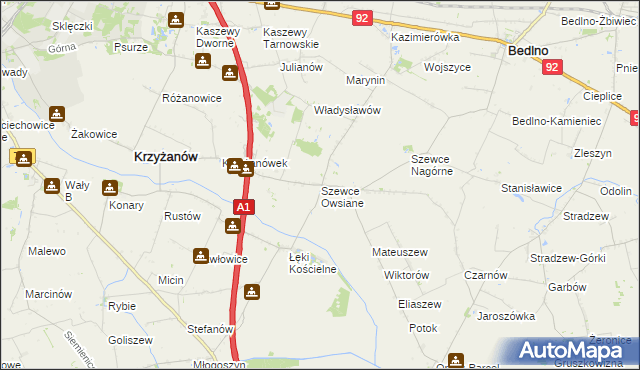 mapa Szewce Owsiane, Szewce Owsiane na mapie Targeo