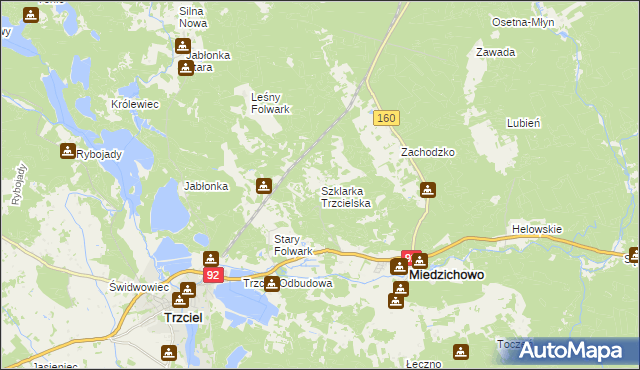 mapa Szklarka Trzcielska, Szklarka Trzcielska na mapie Targeo