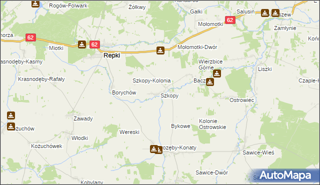 mapa Szkopy, Szkopy na mapie Targeo