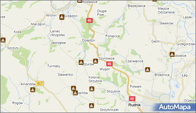 mapa Szonowice, Szonowice na mapie Targeo