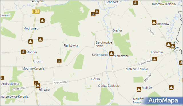 mapa Szychowice, Szychowice na mapie Targeo