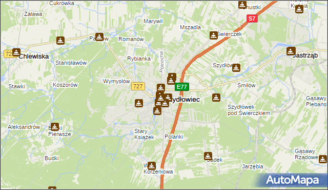 mapa Szydłowiec, Szydłowiec na mapie Targeo