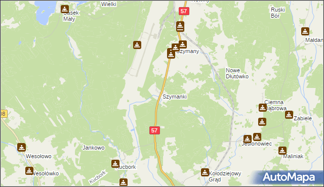 mapa Szymanki, Szymanki na mapie Targeo