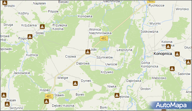 mapa Szynkielów, Szynkielów na mapie Targeo