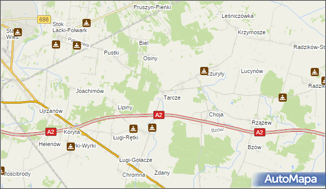 mapa Tarcze, Tarcze na mapie Targeo