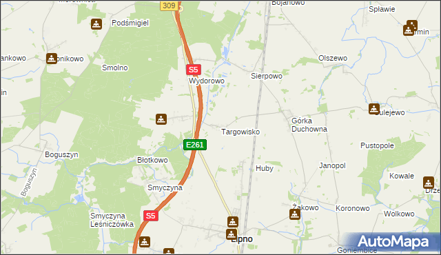 mapa Targowisko gmina Lipno, Targowisko gmina Lipno na mapie Targeo