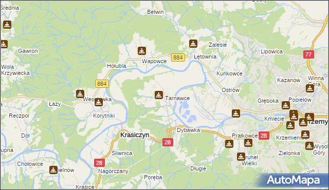 mapa Tarnawce, Tarnawce na mapie Targeo