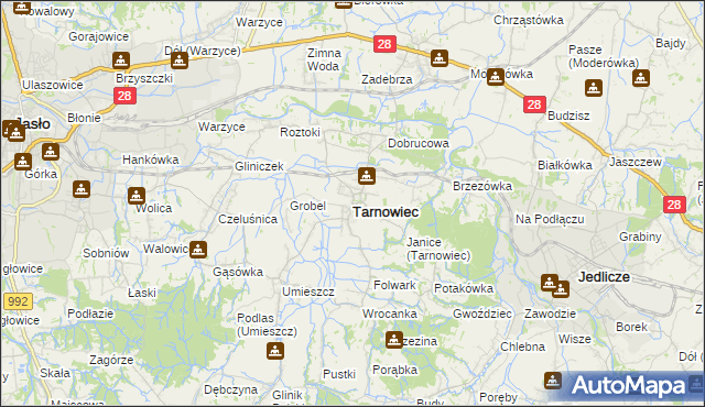 mapa Tarnowiec powiat jasielski, Tarnowiec powiat jasielski na mapie Targeo