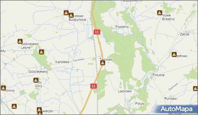 mapa Tarnowo gmina Rogoźno, Tarnowo gmina Rogoźno na mapie Targeo