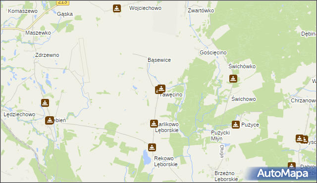 mapa Tawęcino, Tawęcino na mapie Targeo
