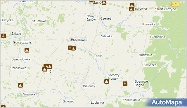 mapa Teolin gmina Janów, Teolin gmina Janów na mapie Targeo