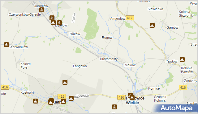 mapa Tłustomosty, Tłustomosty na mapie Targeo