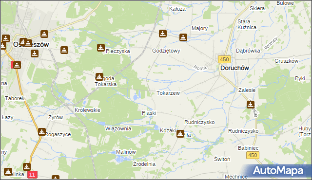mapa Tokarzew gmina Doruchów, Tokarzew gmina Doruchów na mapie Targeo