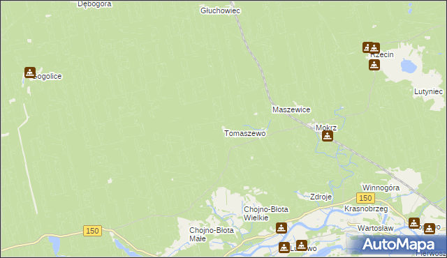 mapa Tomaszewo gmina Wronki, Tomaszewo gmina Wronki na mapie Targeo