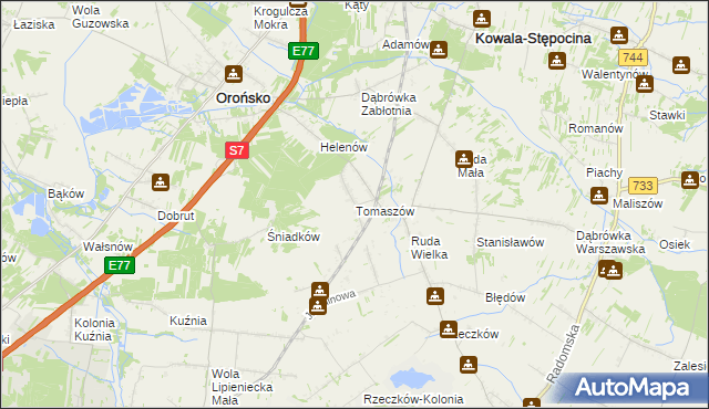 mapa Tomaszów gmina Orońsko, Tomaszów gmina Orońsko na mapie Targeo