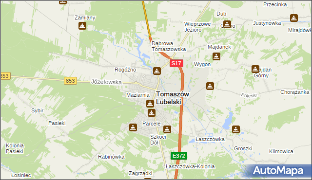 mapa Tomaszów Lubelski, Tomaszów Lubelski na mapie Targeo