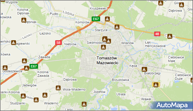 mapa Tomaszów Mazowiecki, Tomaszów Mazowiecki na mapie Targeo