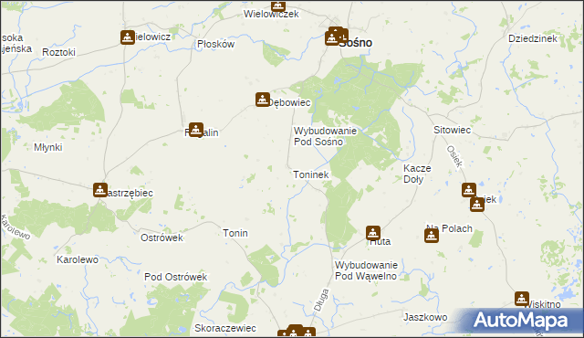 mapa Toninek, Toninek na mapie Targeo