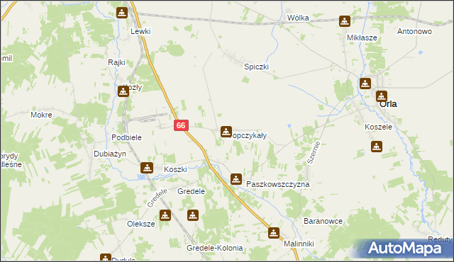 mapa Topczykały, Topczykały na mapie Targeo