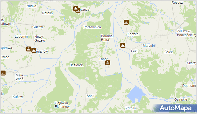 mapa Topór gmina Mrozy, Topór gmina Mrozy na mapie Targeo